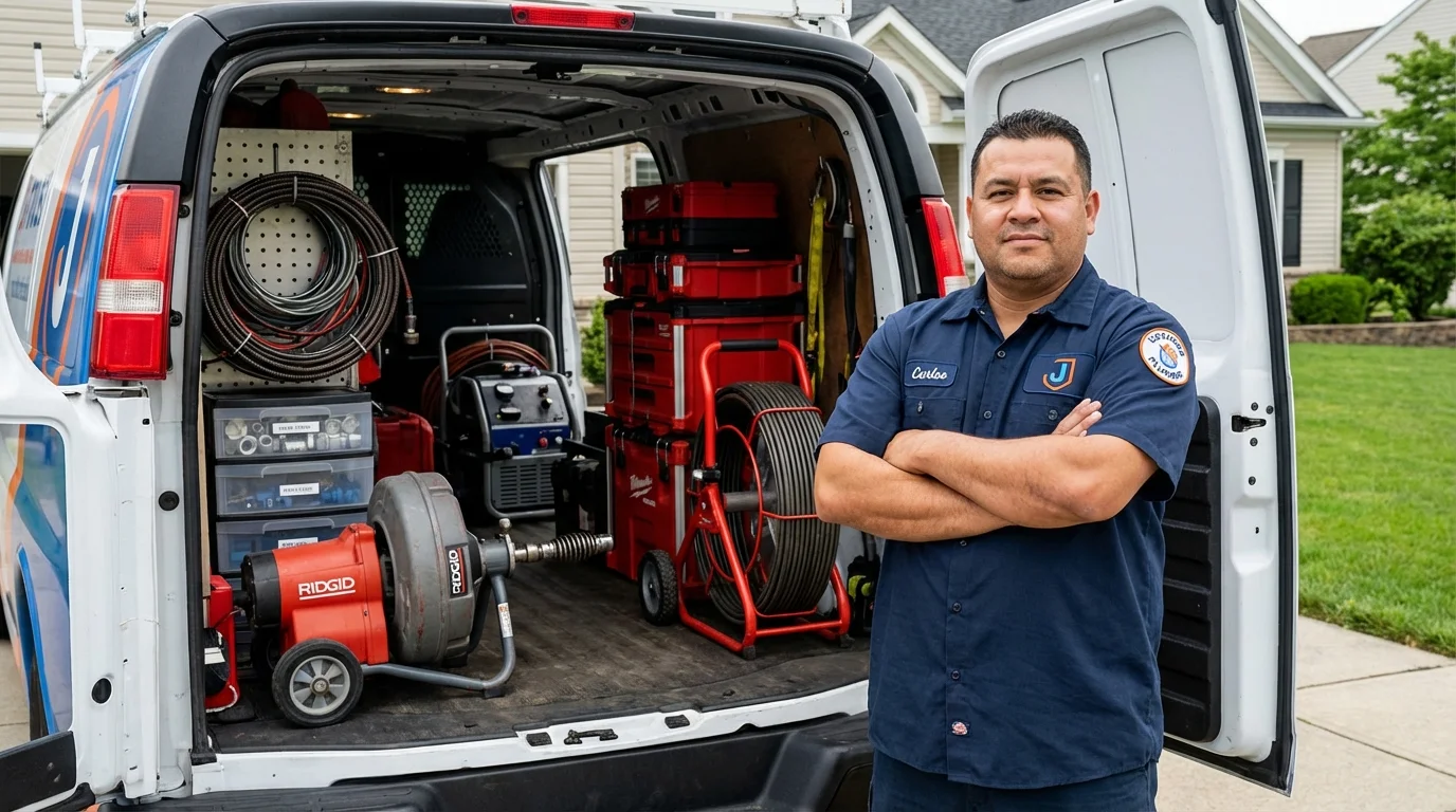Professional drain cleaning equipment and Johns Plumbing LLC plumber in Fair Oaks
