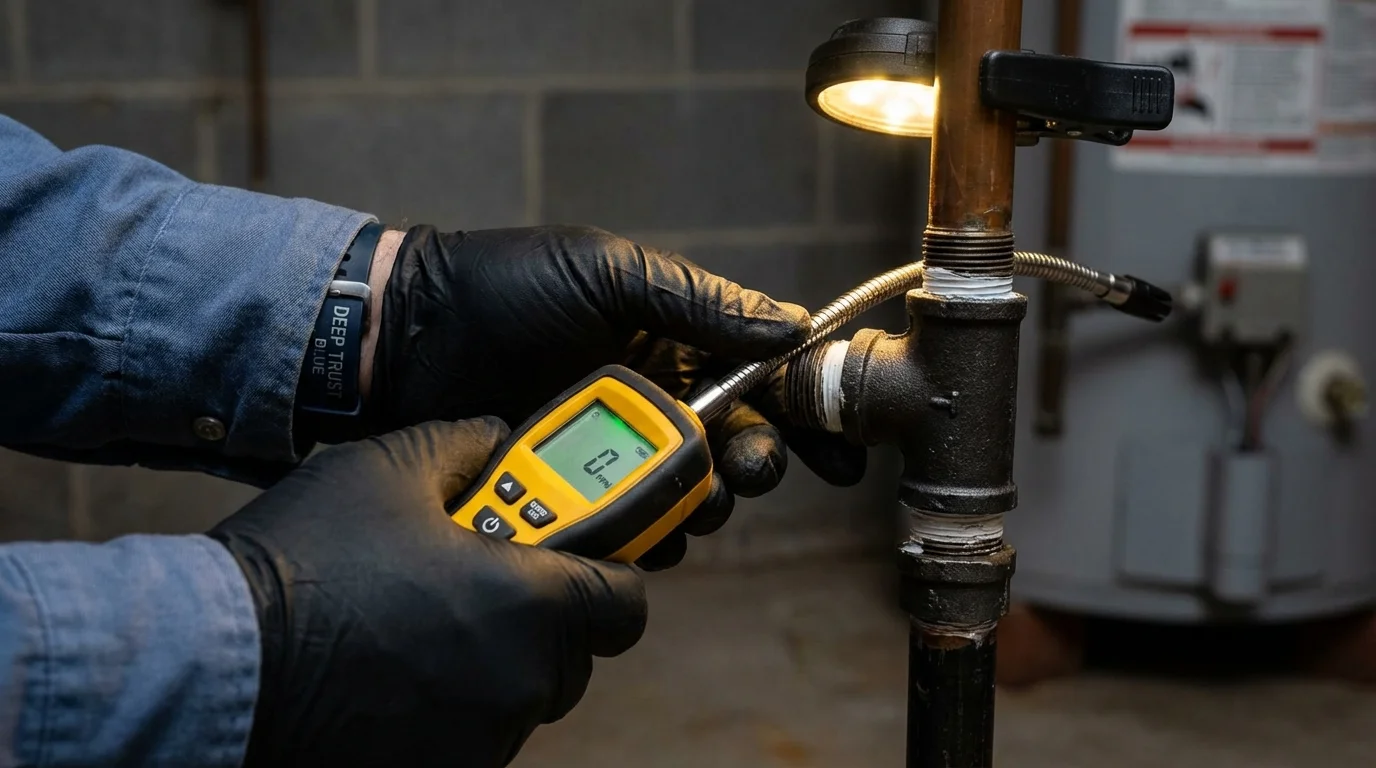 Gas leak detection with electronic sniffer by Johns Plumbing LLC in Fair Oaks